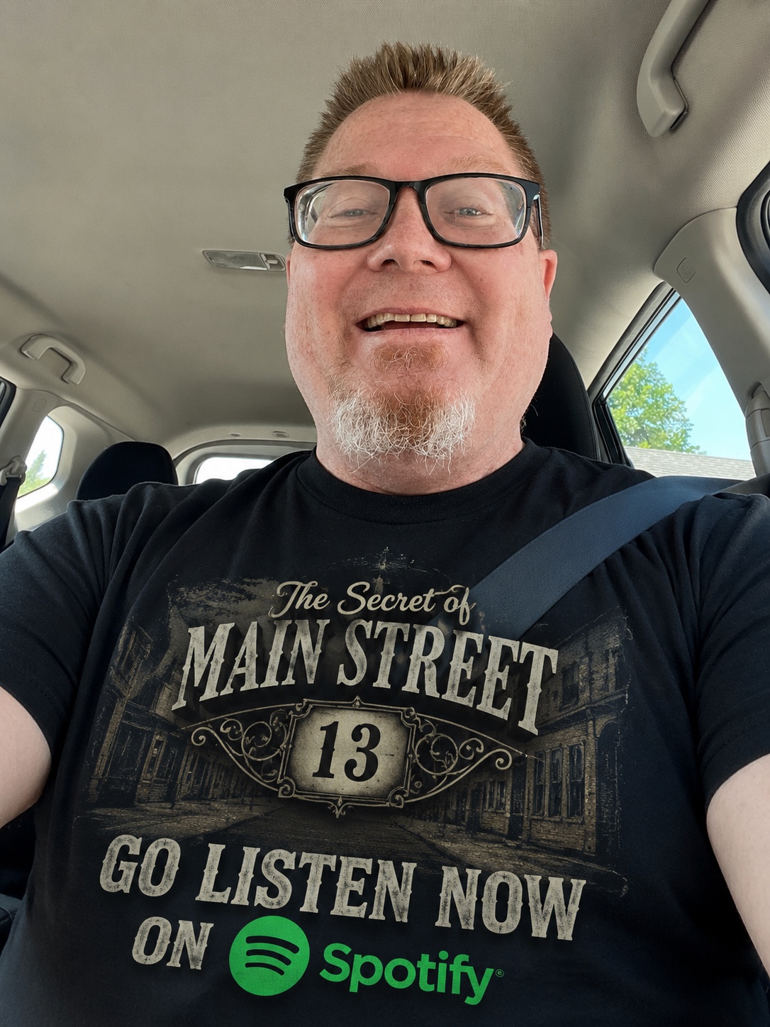 Gary Brannaman wearing a The Secret of Main Street 13 shirt